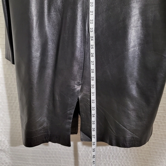 ALDO PARIS Long Line Leather Blazer Coat Lined Black Men's XL (based on meas.) - Picture 8 of 11